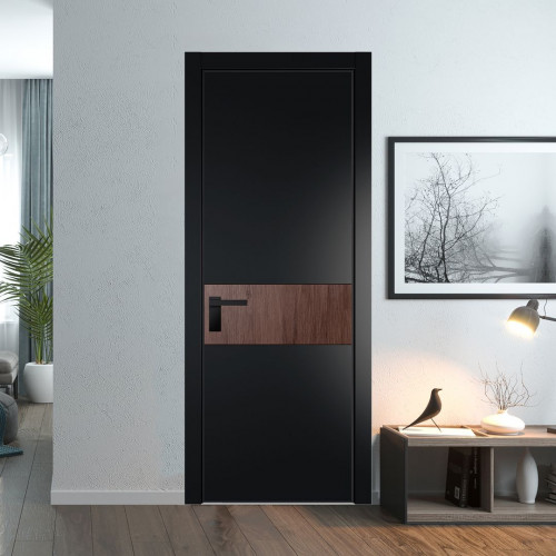 Межкомнатная дверь ProfilDoors 17 PA Блэк с профилем Черный с вставкой Дуб Тобакко