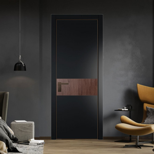 Межкомнатная дверь ProfilDoors 17 PA Блэк с профилем Деорэ с вставкой Дуб Тобакко