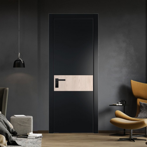 Межкомнатная дверь ProfilDoors 17 PA Блэк с профилем Черный с вставкой Каштан светлый
