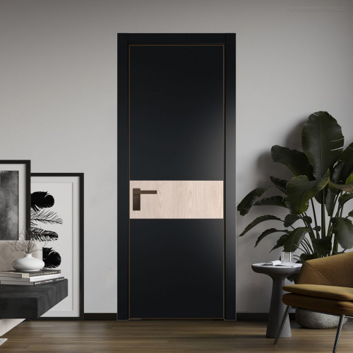 Межкомнатная дверь ProfilDoors 17 PA Блэк с профилем Деорэ с вставкой Каштан светлый
