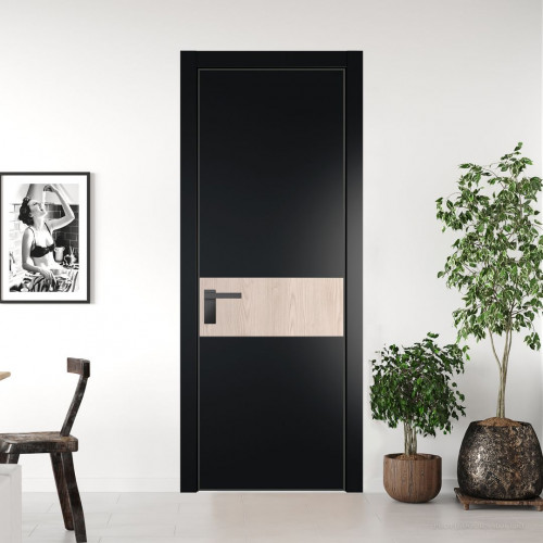 Межкомнатная дверь ProfilDoors 17 PA Блэк с профилем Серая Ночь с вставкой Каштан светлый