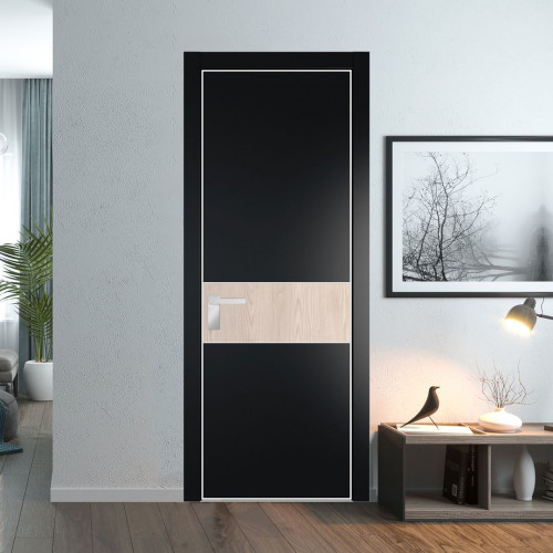 Межкомнатная дверь ProfilDoors 17 PA Блэк с профилем Вайт с вставкой Каштан светлый