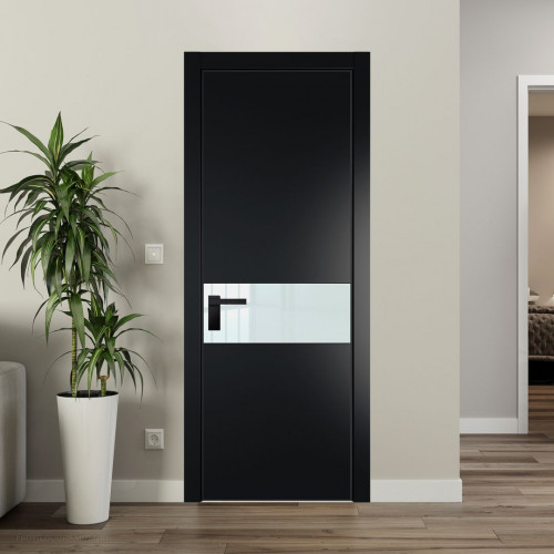 Межкомнатная дверь ProfilDoors 17 PA Блэк с профилем Черный с стеклом белый лак