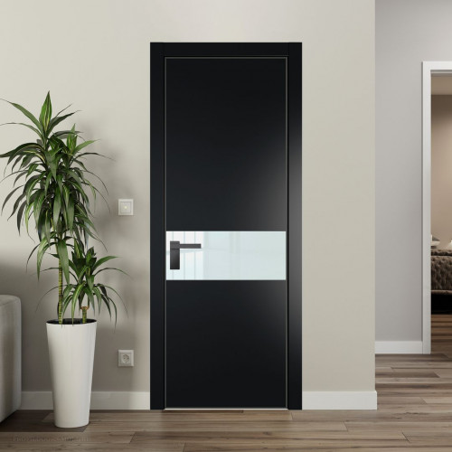 Межкомнатная дверь ProfilDoors 17 PA Блэк с профилем Серая Ночь с стеклом белый лак