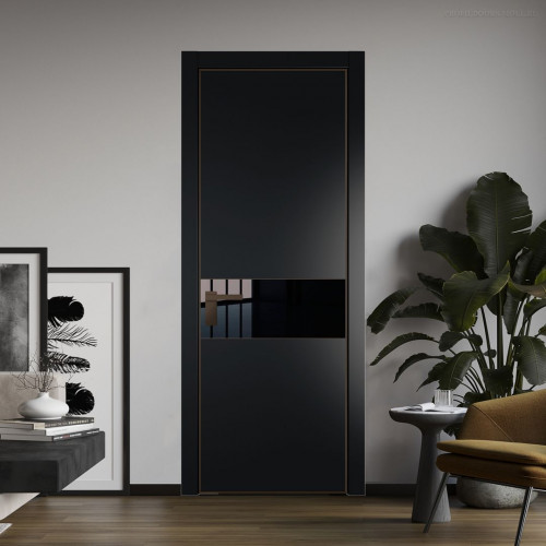 Межкомнатная дверь ProfilDoors 17 PA Блэк с профилем Деорэ с стеклом Lacobel Черный лак