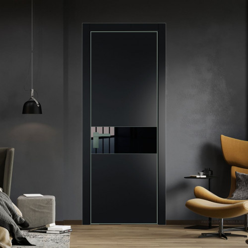 Межкомнатная дверь ProfilDoors 17 PA Блэк с профилем Зеленый воск с стеклом Lacobel Черный лак