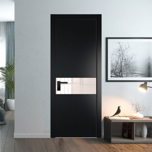 Межкомнатная дверь ProfilDoors 17 PA Блэк с профилем Черный с стеклом перламутровый лак