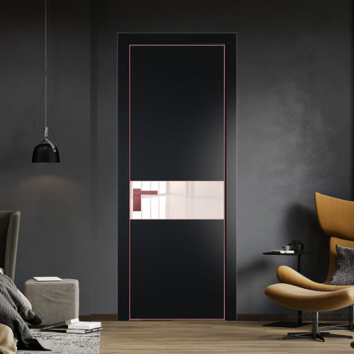 Межкомнатная дверь ProfilDoors 17 PA Блэк с профилем Красный антрацит с стеклом перламутровый лак