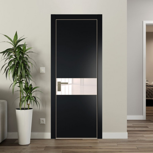 Межкомнатная дверь ProfilDoors 17 PA Блэк с профилем Никель с стеклом перламутровый лак