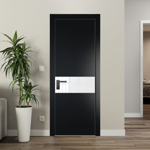Межкомнатная дверь ProfilDoors 17 PA Блэк с профилем Серая Ночь с стеклом лак классик
