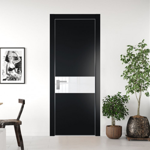 Межкомнатная дверь ProfilDoors 17 PA Блэк с профилем Серебро с стеклом лак классик