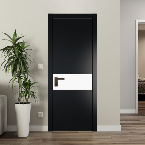Межкомнатная дверь ProfilDoors 17 PA Блэк с профилем Деорэ с стеклом  монохром белый просветленный