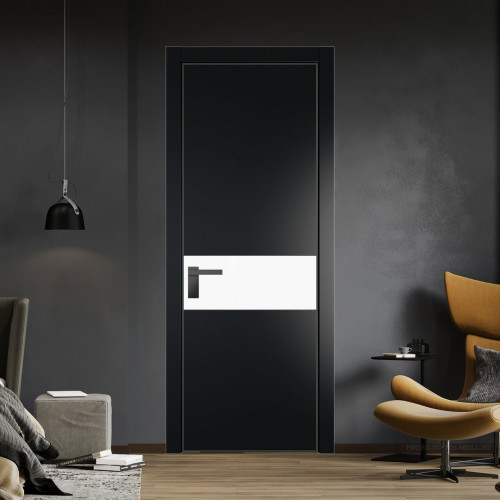 Межкомнатная дверь ProfilDoors 17 PA Блэк с профилем Серая Ночь с стеклом  монохром белый просветленный