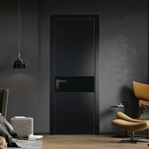 Межкомнатная дверь ProfilDoors 17 PA Блэк с профилем Деорэ с стеклом  монохром черный