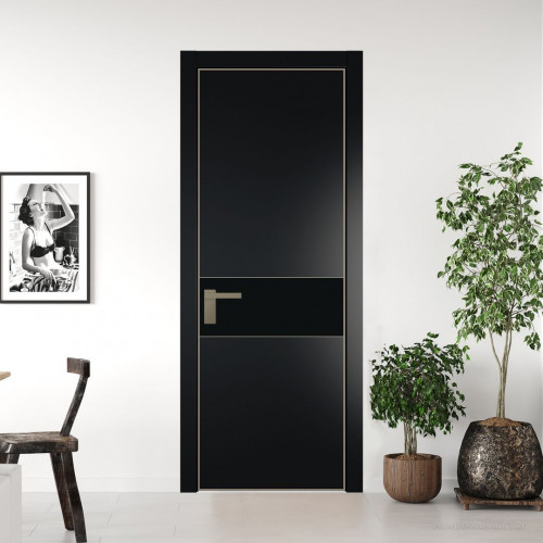 Межкомнатная дверь ProfilDoors 17 PA Блэк с профилем Никель с стеклом  монохром черный