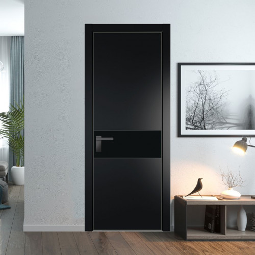 Межкомнатная дверь ProfilDoors 17 PA Блэк с профилем Серая Ночь с стеклом  монохром черный
