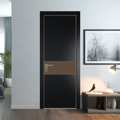 Межкомнатная дверь ProfilDoors 17 PA Блэк с профилем Никель с стеклом  монохром гляссе