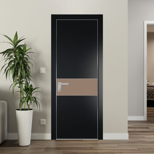 Межкомнатная дверь ProfilDoors 17 PA Блэк с профилем Серебро с стеклом  монохром капучино