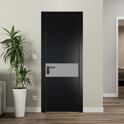 Межкомнатная дверь ProfilDoors 17 PA Блэк с профилем Деорэ с стеклом  монохром серый