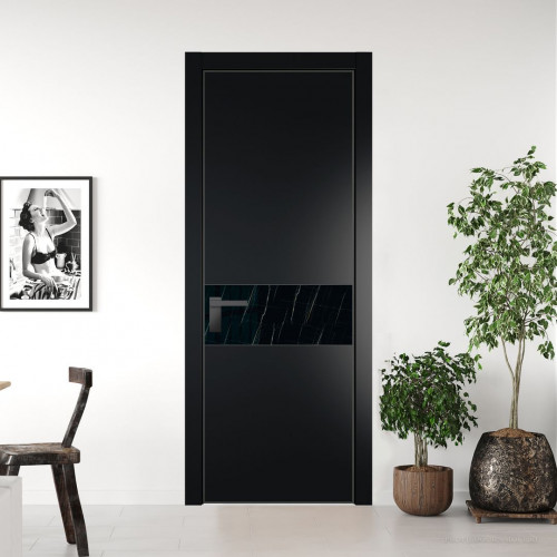 Межкомнатная дверь ProfilDoors 17 PA Блэк с профилем Серая Ночь с стеклом  неро мрамор