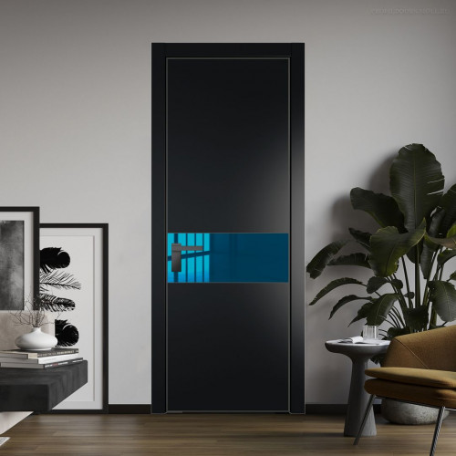 Межкомнатная дверь ProfilDoors 17 PA Блэк с профилем Серая Ночь с стеклом  зеркало blue