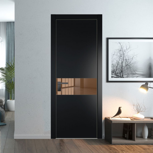 Межкомнатная дверь ProfilDoors 17 PA Блэк с профилем Серая Ночь с стеклом  зеркало bronze