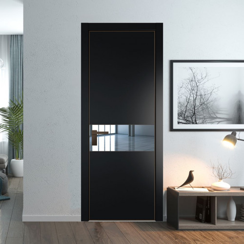 Межкомнатная дверь ProfilDoors 17 PA Блэк с профилем Деорэ с стеклом  зеркало