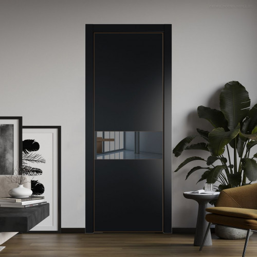 Межкомнатная дверь ProfilDoors 17 PA Блэк с профилем Деорэ с стеклом  зеркало grey