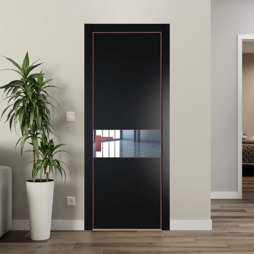 Межкомнатная дверь ProfilDoors 17 PA Блэк с профилем Красный антрацит с стеклом  зеркало