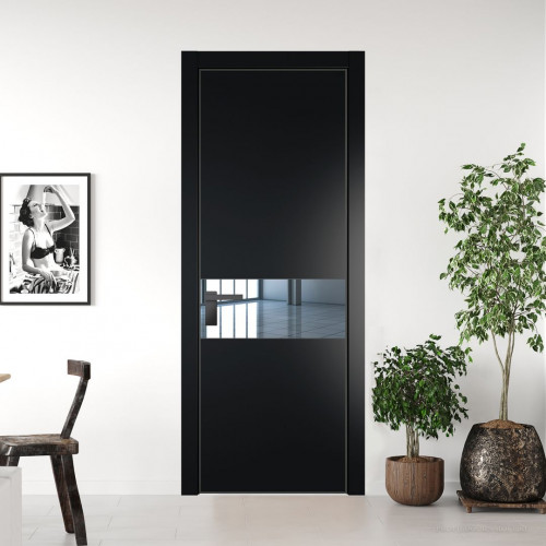 Межкомнатная дверь ProfilDoors 17 PA Блэк с профилем Серая Ночь с стеклом  зеркало