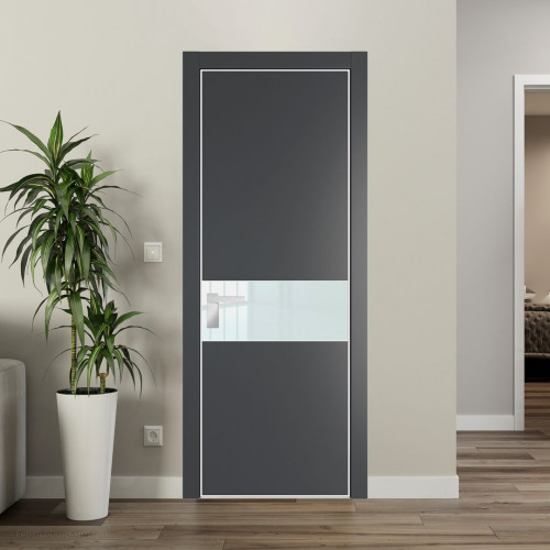 Межкомнатная дверь ProfilDoors 17 PA Графит с профилем Вайт с стеклом белый лак