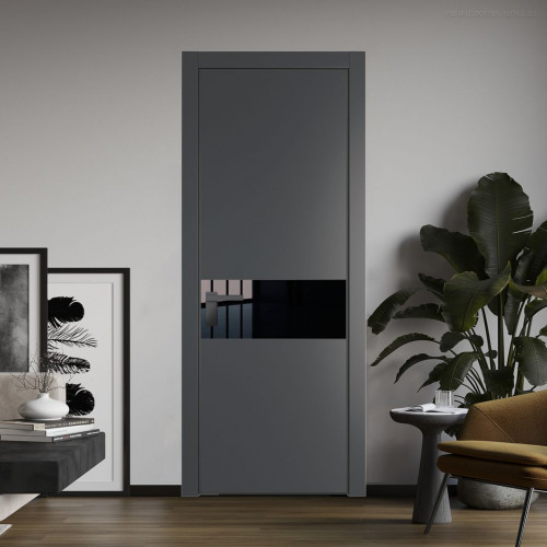 Межкомнатная дверь ProfilDoors 17 PA Графит с профилем Серая Ночь с стеклом Lacobel Черный лак