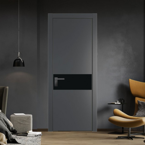 Межкомнатная дверь ProfilDoors 17 PA Графит с профилем Серая Ночь с стеклом  монохром черный