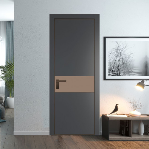 Межкомнатная дверь ProfilDoors 17 PA Графит с профилем Деорэ с стеклом  монохром капучино