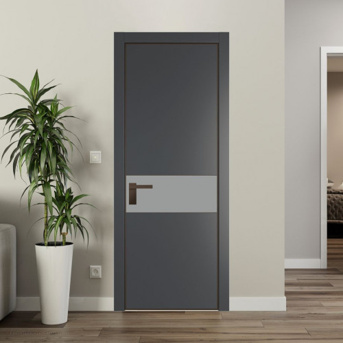 Межкомнатная дверь ProfilDoors 17 PA Графит с профилем Деорэ с стеклом  монохром серый