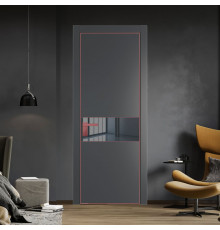 17 PA Графит с профилем Красный антрацит с стеклом  зеркало grey