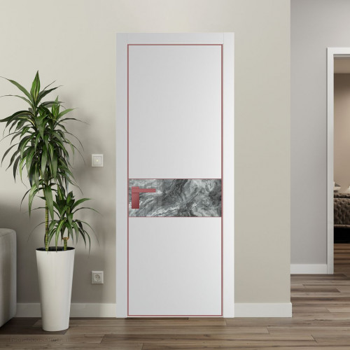Межкомнатная дверь ProfilDoors 17 PA Крем вайт с профилем Красный антрацит с стеклом  атриум серебро