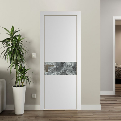Межкомнатная дверь ProfilDoors 17 PA Крем вайт с профилем Шампань с стеклом  атриум серебро