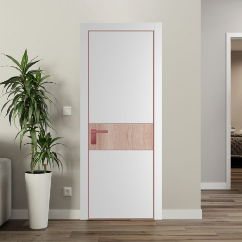 Межкомнатная дверь ProfilDoors 17 PA Крем вайт с профилем Красный антрацит с вставкой Дуб Сонома
