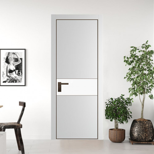 Межкомнатная дверь ProfilDoors 17 PA Крем вайт с профилем Деорэ с стеклом  монохром белый просветленный