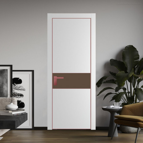 Межкомнатная дверь ProfilDoors 17 PA Крем вайт с профилем Красный антрацит с стеклом  монохром гляссе