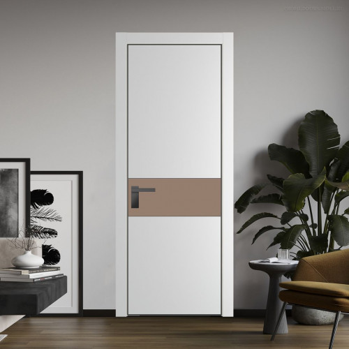 Межкомнатная дверь ProfilDoors 17 PA Крем вайт с профилем Серая Ночь с стеклом  монохром капучино