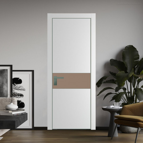 Межкомнатная дверь ProfilDoors 17 PA Крем вайт с профилем Зеленый воск с стеклом  монохром капучино