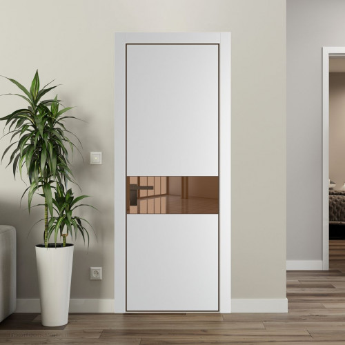 Межкомнатная дверь ProfilDoors 17 PA Крем вайт с профилем Деорэ с стеклом  зеркало bronze