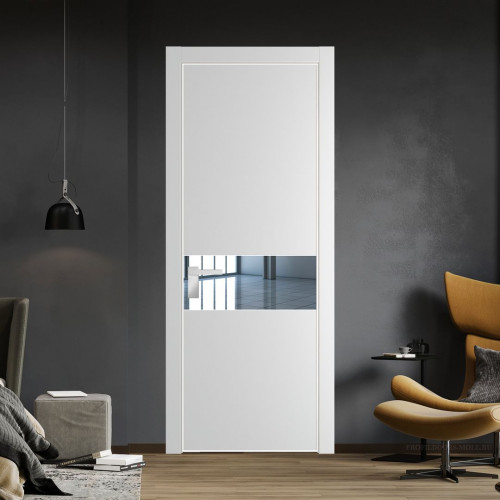 Межкомнатная дверь ProfilDoors 17 PA Крем вайт с профилем Вайт с стеклом  зеркало