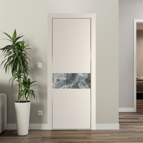 Межкомнатная дверь ProfilDoors 17 PA Кремовая Магнолия с профилем Серебро с стеклом  атриум серебро