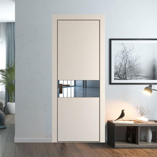Межкомнатная дверь ProfilDoors 17 PA Кремовая Магнолия с профилем Деорэ с стеклом  зеркало