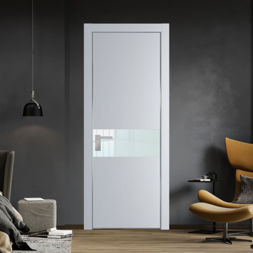 Межкомнатная дверь ProfilDoors 17 PA Лайт Грей с профилем Серебро с стеклом белый лак