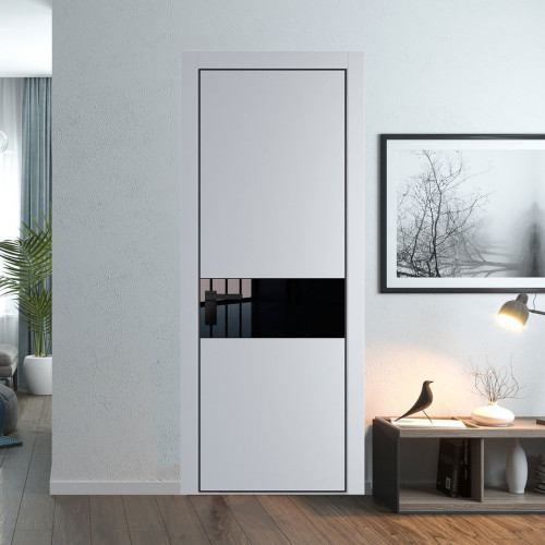 Межкомнатная дверь ProfilDoors 17 PA Лайт Грей с профилем Черный с стеклом Lacobel Черный лак