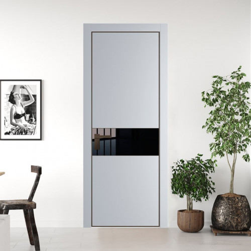 Межкомнатная дверь ProfilDoors 17 PA Лайт Грей с профилем Деорэ с стеклом Lacobel Черный лак